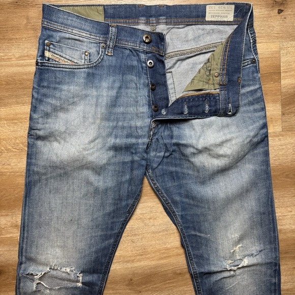 Diesel Other - Diesel Jeans Men 29x32 Blue Tepphar Slim Carrot Stretch Modern Ripped Fade 0831D